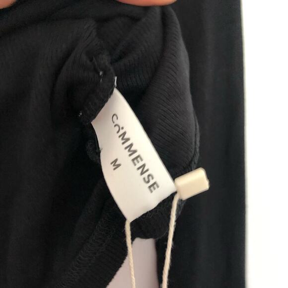 Commense Mock Neck Slinky Long‎ Sleeve Ribbed Knit Cropped Top Black Medium NWT - Picture 5 of 11